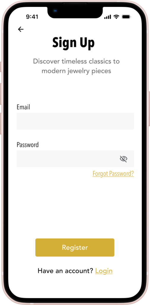 Jewelry Sign Up Mobile